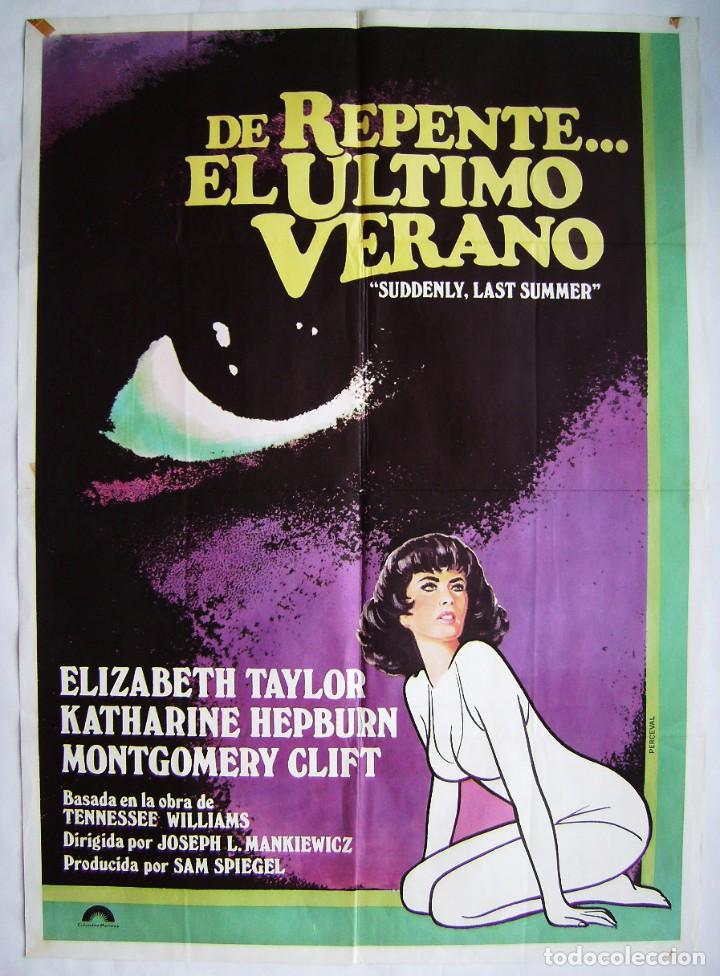 Cinema: DE REPENTE EL ULTIMO VERANO, con Elizabeth Taylor. POSTER .67,5 X 93,5 cms. Dise&ntilde;o: PERCEVAL