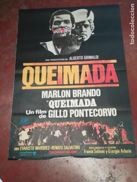 Kino: POSTER / CARTEL DE CINE ORIGINAL. QUEIMADA. MARLON BRANDO. 100 X 70CM.