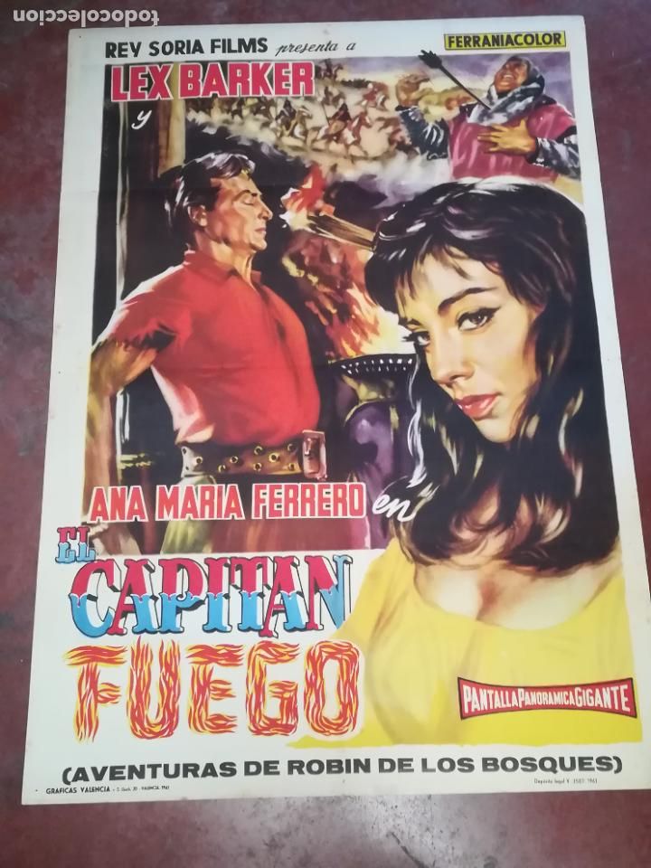 Cin&eacute;ma: POSTER / CARTEL DE CINE ORIGINAL. EL CAPITAN FUEGO. ANA MARIA FERRERO. 100 X 70CM.