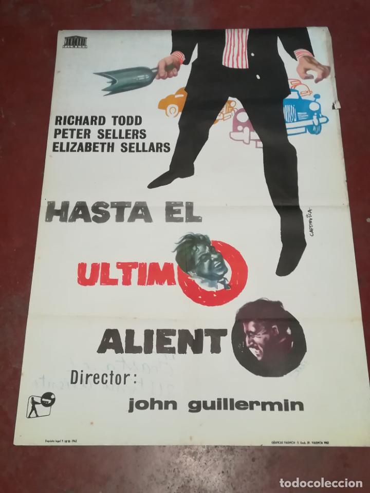 Kino: POSTER / CARTEL DE CINE ORIGINAL. HASTA EL ULTIMO ALIENTO. RICHARD TODD. 100 X 70CM.