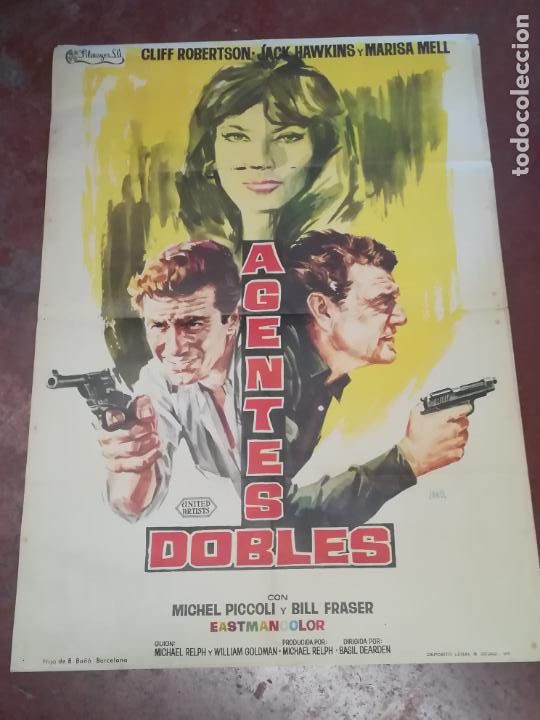Kino: POSTER / CARTEL DE CINE ORIGINAL. AGENTES DOBLES. CLIFF ROBERTSON. 100 X 70CM.