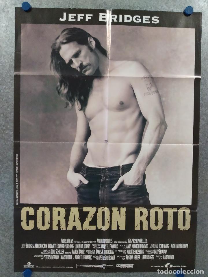 Cinema: Coraz&oacute;n roto. Jeff Bridges, Edward Furlong, Lucinda Jenney. A&Ntilde;O 1993. POSTER ORIGINAL