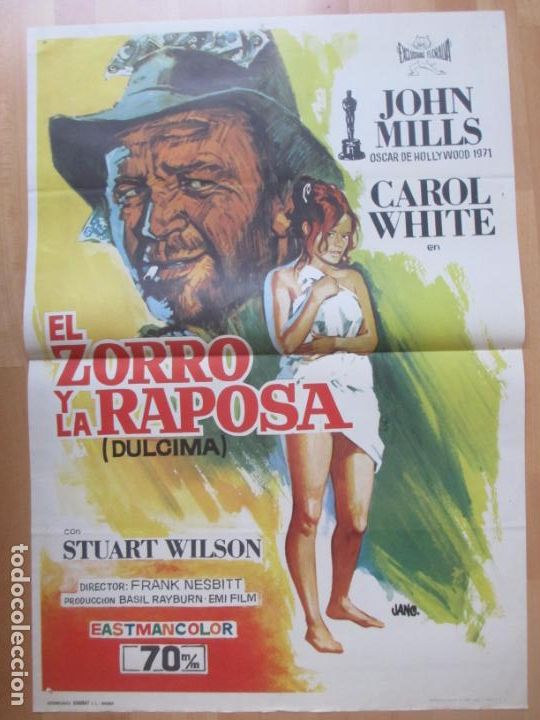Cine: CARTEL CINE EL ZORRO Y LA RAPOSA JOHN MILIS CAROL WHITE 1972 JANO C2063