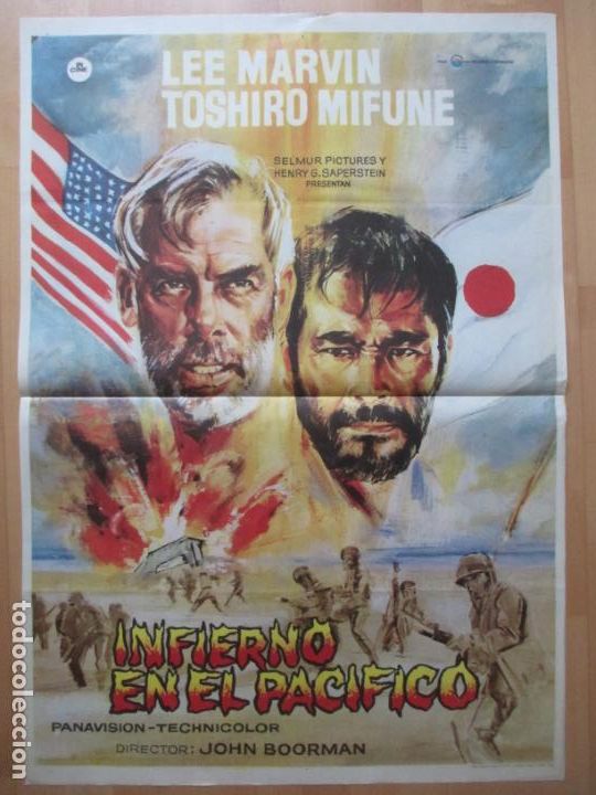 Cinema: CARTEL CINE INFIERNO EN EL PACIFICO LEE MARVIN TOSHIRO MIFUNE 1969 C2078