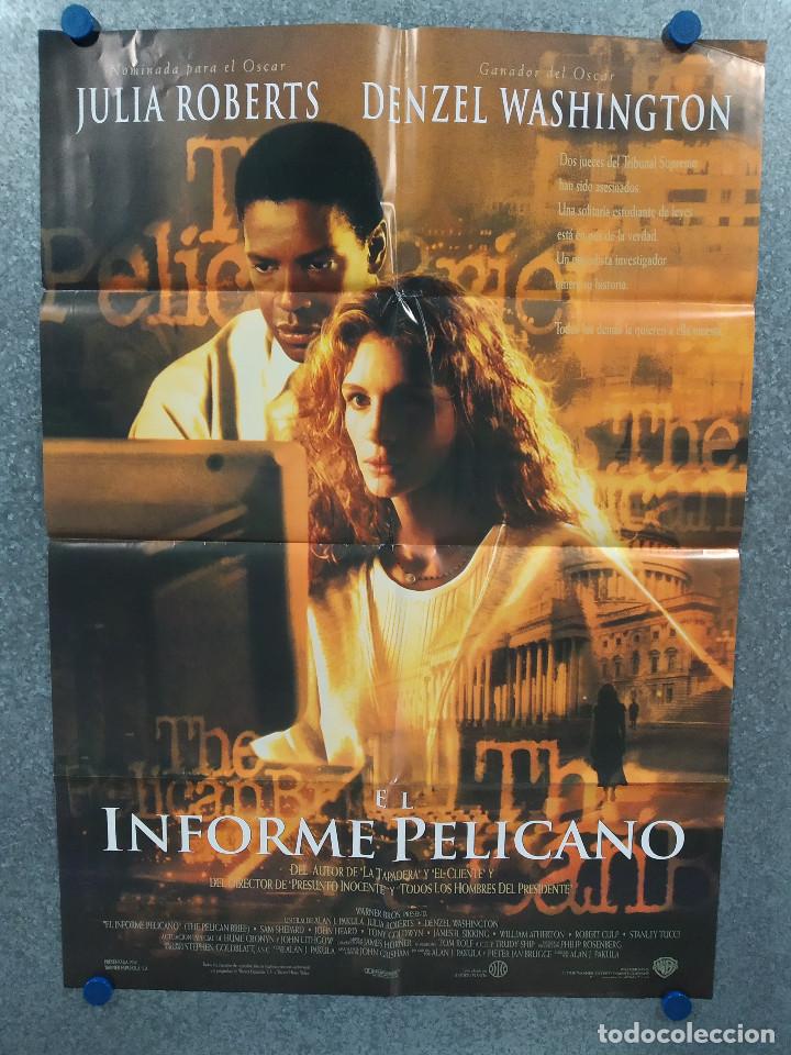 Cinema: El informe Pel&iacute;cano. Julia Roberts, Denzel Washington. POSTER ORIGINAL