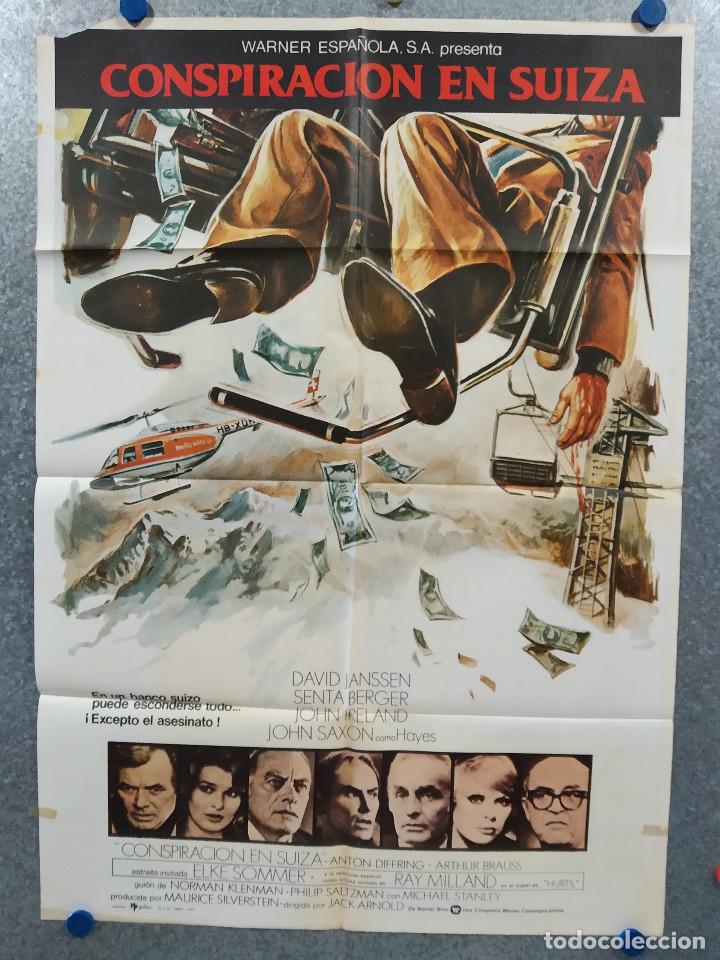 Cinema: Conspiraci&oacute;n en Suiza. David Janssen, Senta Berger A&Ntilde;O 1977. POSTER ORIGINAL