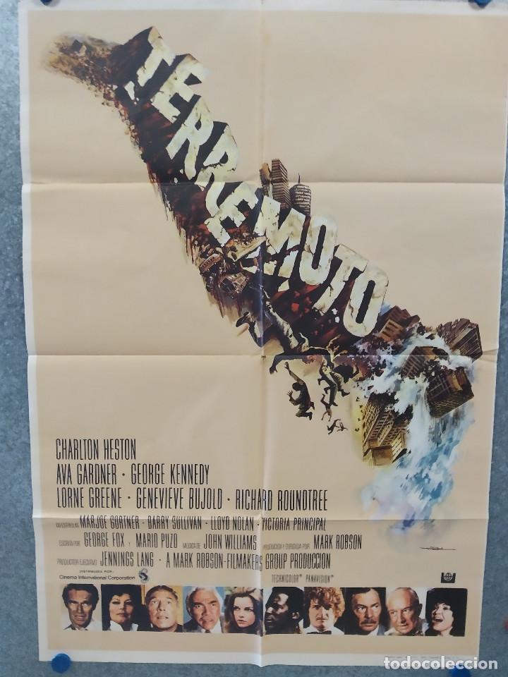 Cine: TERREMOTO. Charlton Heston, Ava Gardner, George Kennedy. A&Ntilde;O 1975 POSTER ORIGINAL