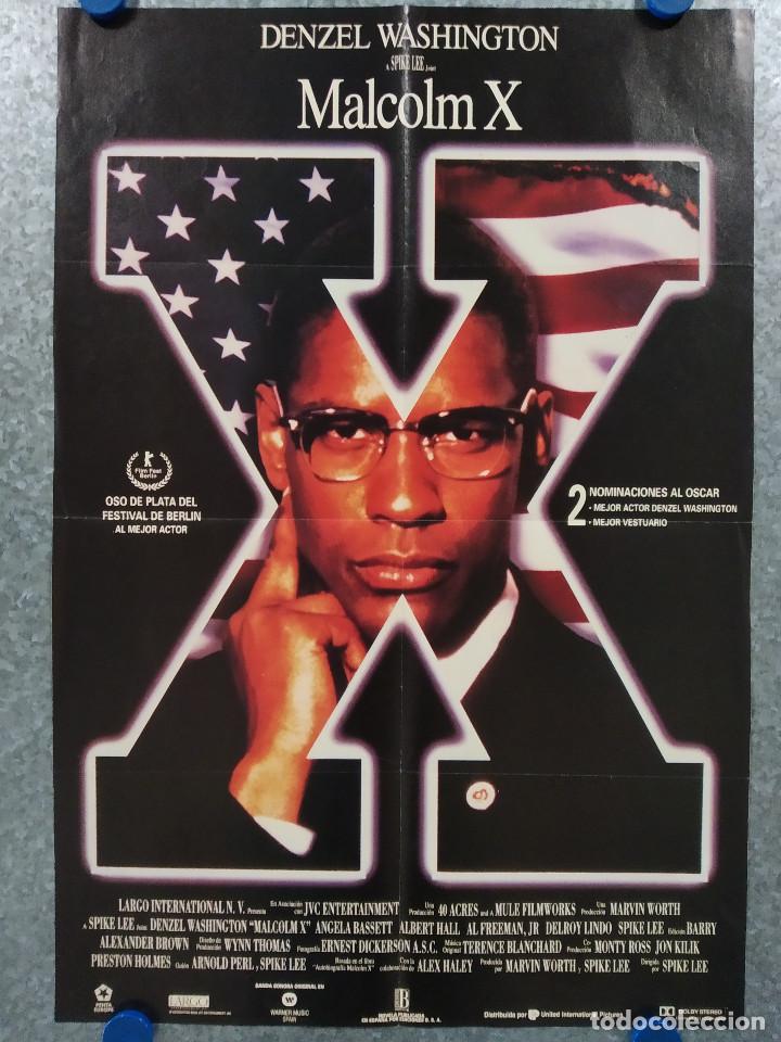 Cinema: Malcolm X. Denzel Washington, Angela Bassett. POSTER ORIGINAL. 65 X 45 CM