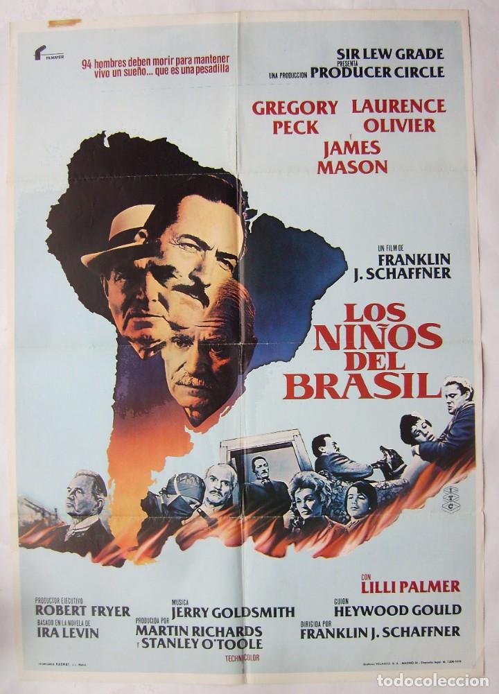 Cine: LOS NI&Ntilde;OS DEL BRASIL, con Gregory Peck. POSTER. 70 X 100 cms. 1979.