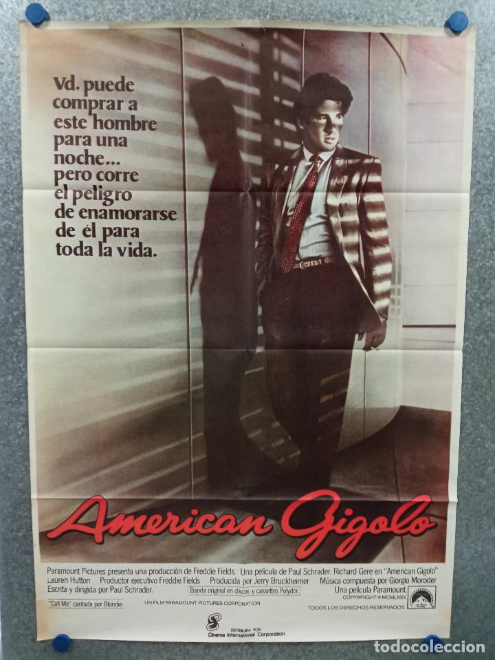 Kino: American Gigol&oacute;. Richard Gere, Lauren Hutton A&Ntilde;O 1986. POSTER ORIGINAL