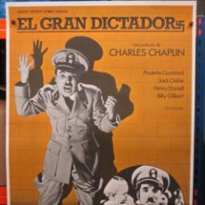 Cine: CARTEL ORIGINAL DE EPOCA - EL GRAN DICTADOR - CHARLES CHAPLIN - CHARLOT - - 100 X 70