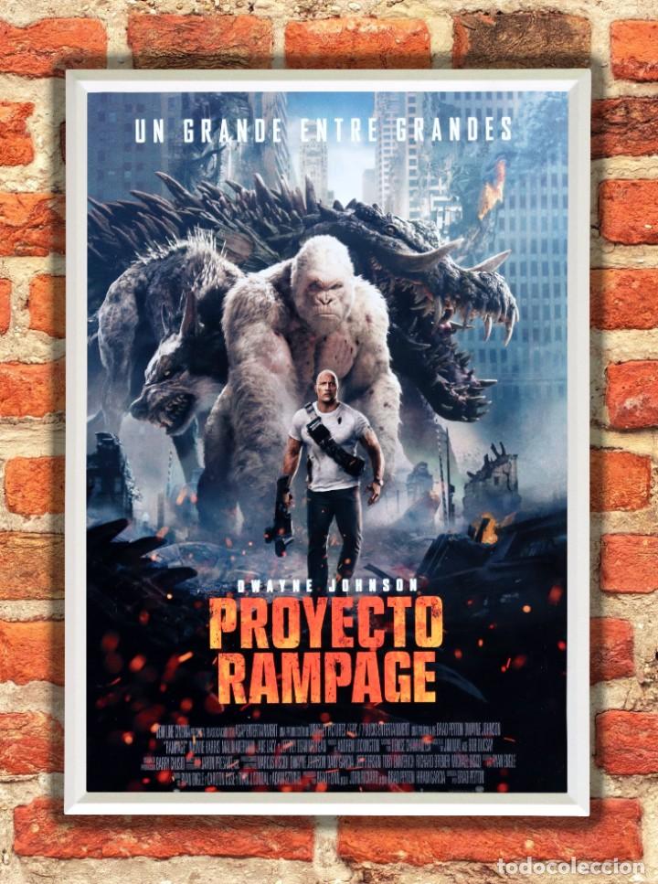 Cine: Cuadro Proyecto Rampage poster y marco pel&iacute;cula - Foto 1