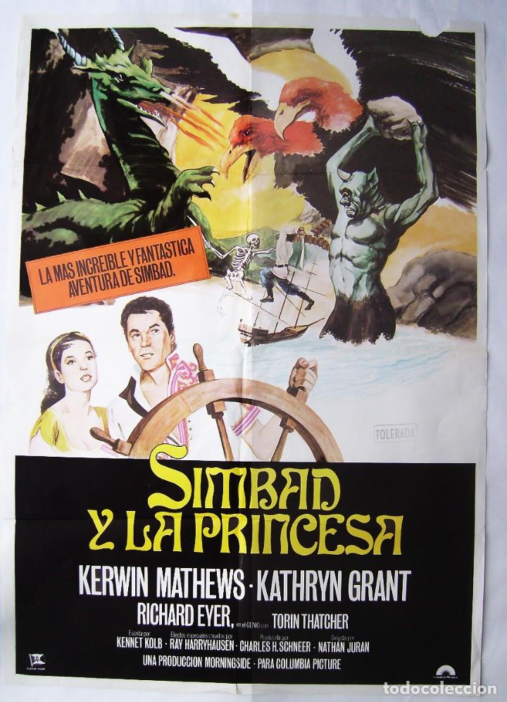 Cine: SIMBAD Y LA PRINCESA, con Kerwin Mathews. POSTER. 70 x 100 CMS.. - Foto 1