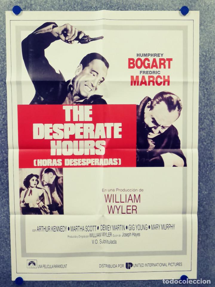 Cine: HORAS DESESPERADAS. Humphrey Bogart, Fredric March, Arthur Kennedy. POSTER ORIGINAL A&Ntilde;OS 80