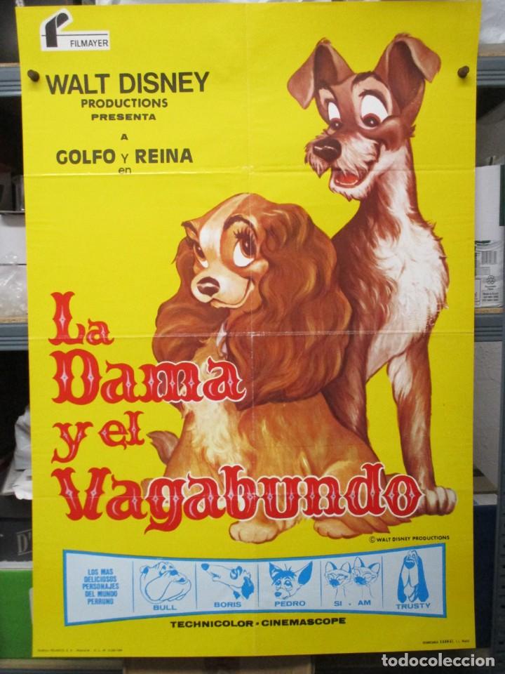 CARTEL / POSTER ORIGINAL - LA DAMA Y EL VAGABUNDO - WALT DISNEY - 1980 - MEDIDAS 100 X 70 (Cine - Posters y Carteles - Infantil)