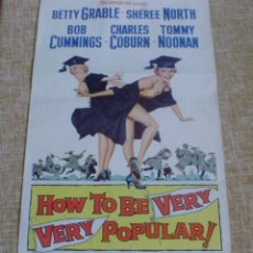 Cine: HOW TO BE VERY POPULAR, CINEMASCOPE, NUNNALLY JOHNSON, POSTER,1955, ORIGINAL. Lote 307789103