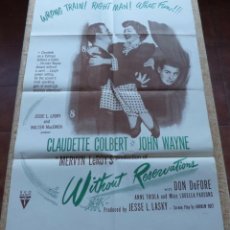 Cine: WITHOUT RESERVATIONS MOVIE POSTER, ORIGINAL, FOLDED, 1SHEET, R1953, MILITARY, US. Lote 307789423