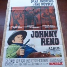 Cine: JOHNNY RENO MOVIE POSTER, ORIGINAL, FOLDED, ONE SHEET, YEAR 1966, JOHN AGAR, USA. Lote 307800818
