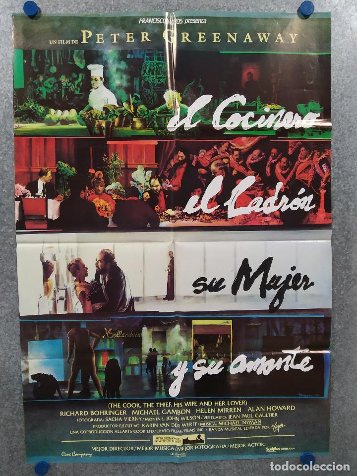 Cine: El cocinero, el ladr&oacute;n, su mujer y su amante. Richard Bohringer, Michael Gambon. POSTER ORIGINAL