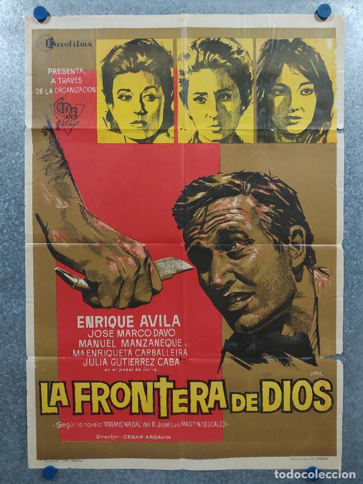 Kino: La frontera de Dios. Enrique Avila, Jos&eacute; Marco Dav&oacute;, Manuel Manzaneque A&Ntilde;O 1964 POSTER ORIGINAL