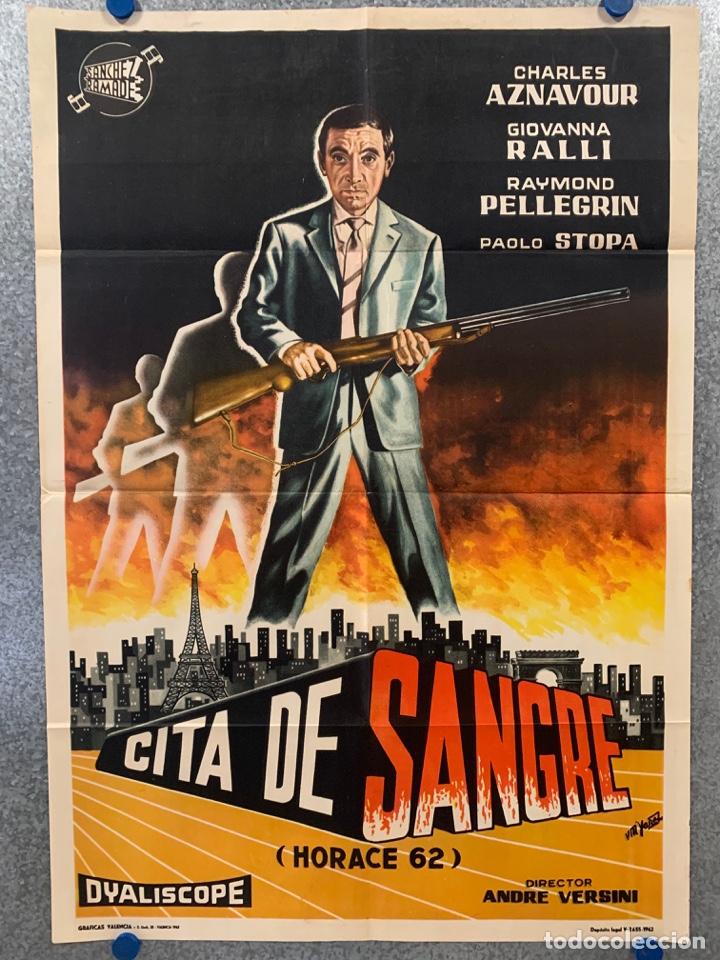 Kino: Cita de sangre. Charles Aznavour, Raymond Pellegrin, Giovanna Ralli. A&Ntilde;O 1962. POSTER ORIGINAL