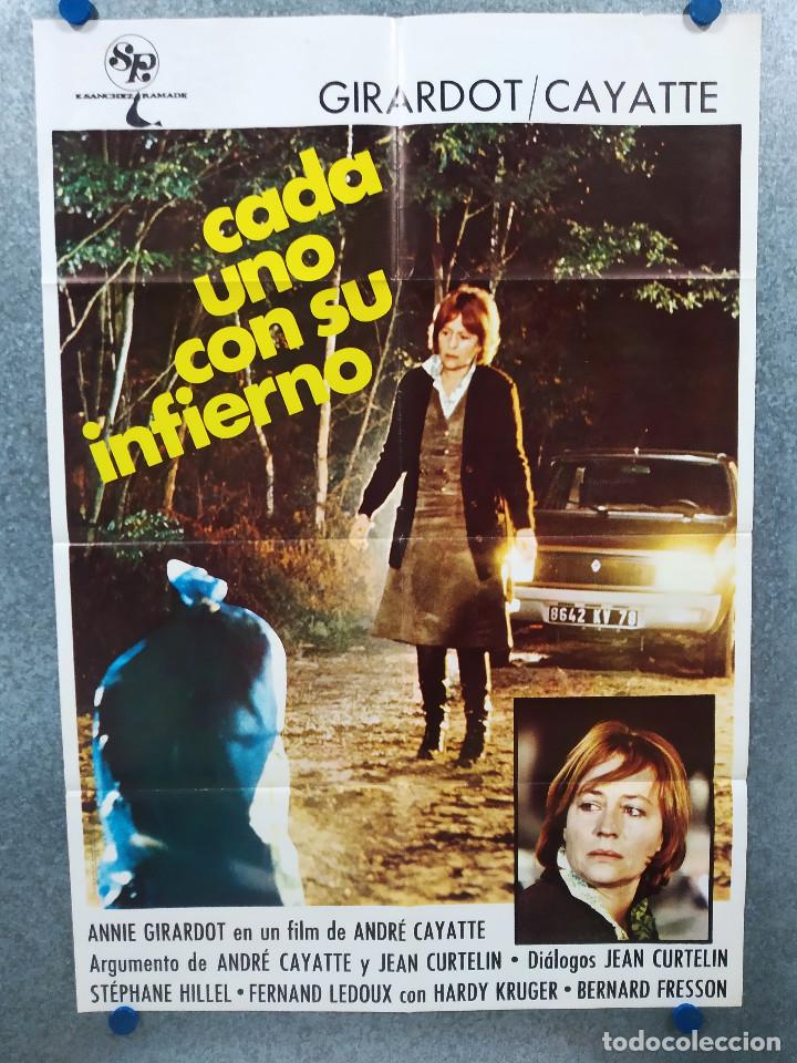 Cinema: Cada uno con su infierno. Annie Girardot, Hardy Kr&uuml;ger, Bernard Fresson A&Ntilde;O 1977. POSTER ORIGINAL
