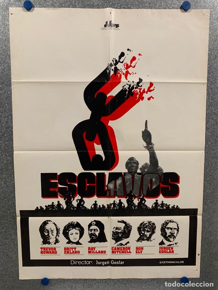 Cine: Esclavos. Trevor Howard, Britt Ekland, Ron Ely, J&uuml;rgen Goslar, Cameron Mitchell. POSTER ORIGINAL