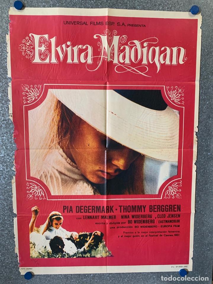 Kino: Elvira Madigan. Pia Degermark, Thommy Berggren, Lennart Malmer, Cleo J. A&Ntilde;O 1969. POSTER ORIGINAL