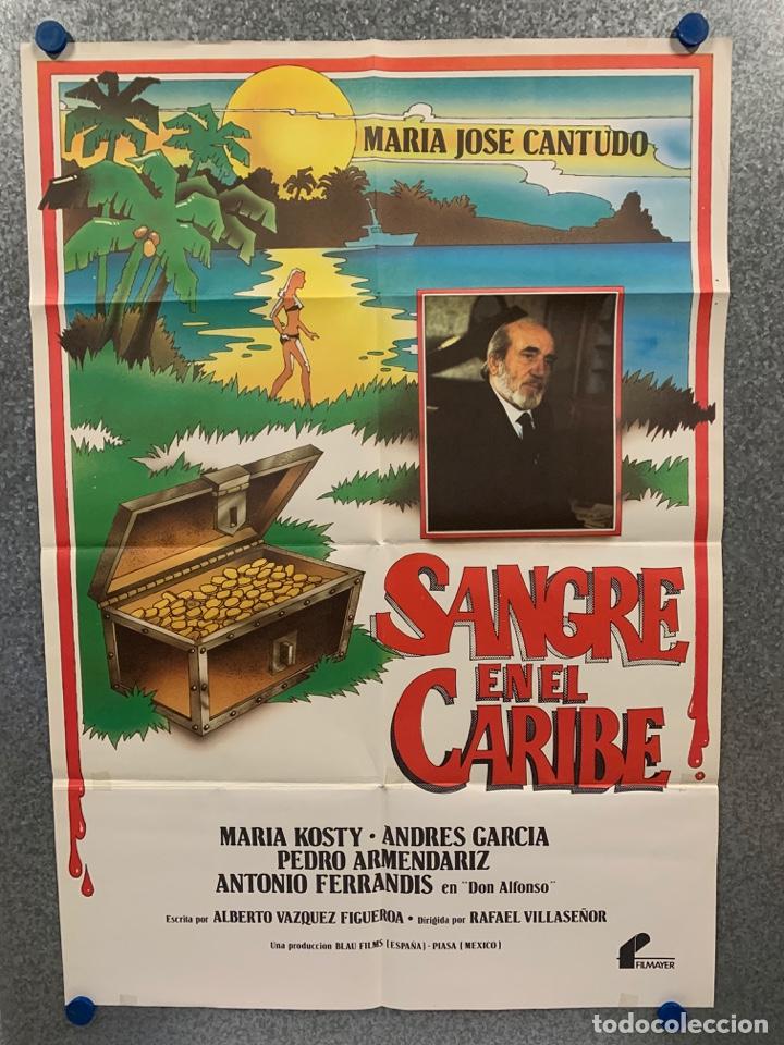 Kino: Sangre en el Caribe. Pedro Armend&aacute;riz Jr., Mar&iacute;a Jos&eacute; Cantudo, Antonio Ferrandis. POSTER ORIGINAL