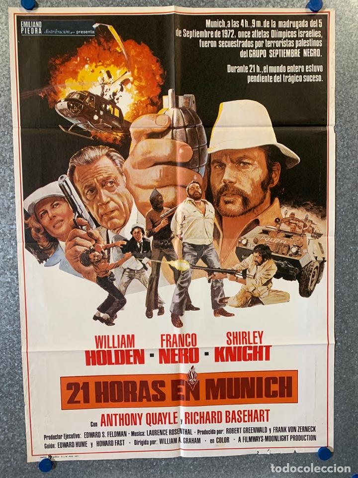 Cine: 21 horas en Munich. William Holden, Shirley Knight, Franco Nero. A&Ntilde;O 1977. POSTER ORIGINAL.