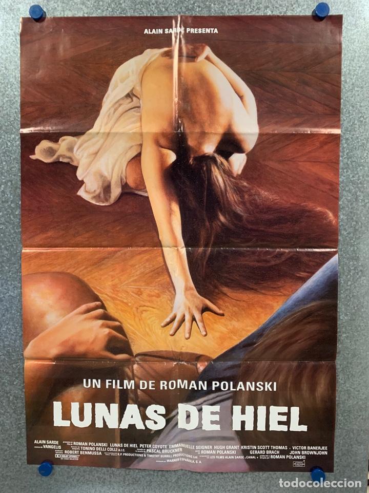 Cine: Lunas de hiel. Peter Coyote, Emmanuelle Seigner, Hugh Grant, Kristin Scott Thomas. POSTER ORIGINAL.