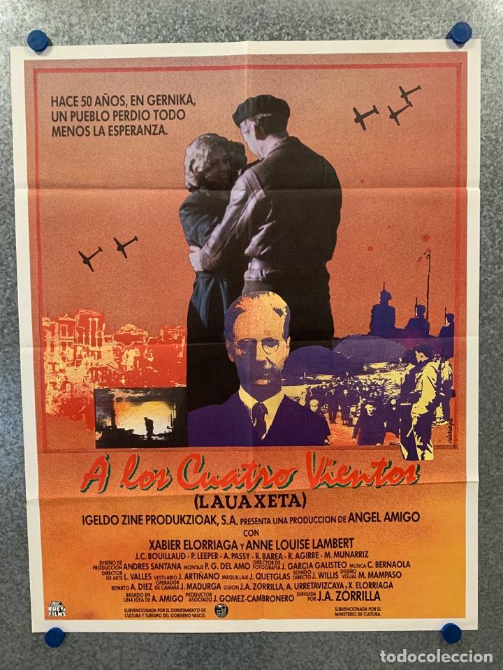 Cine: A los cuatro vientos. Xabier Elorriaga, Anne-Louise Lambert, Jean-Claude Bouillaud. POSTER ORIGINAL.