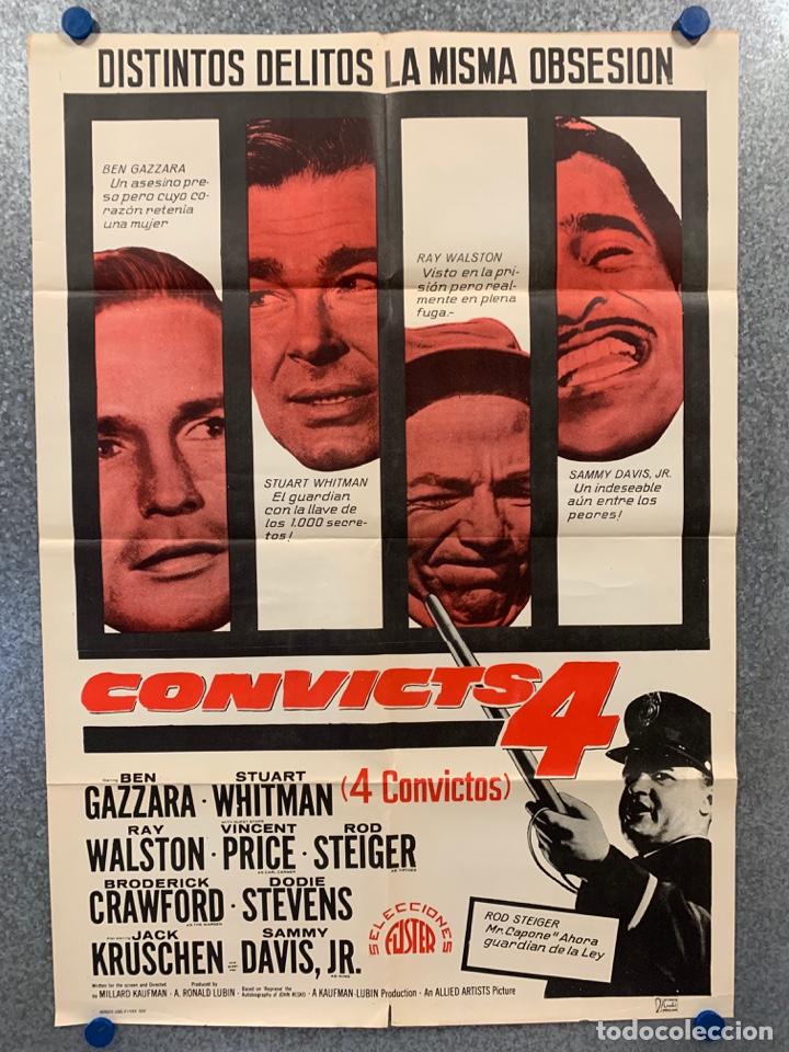 Cine: Cuatro convictos. Ben Gazzara, Ray Walston, Sammy Davis Jr. A&Ntilde;O 1969. POSTER ORIGINAL.