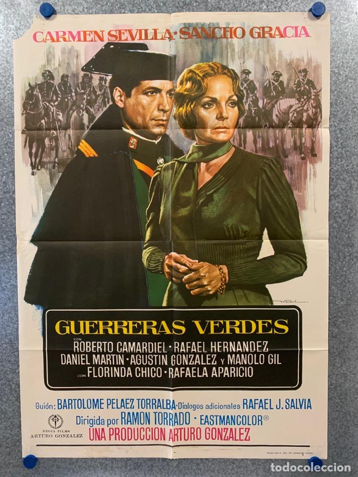 Cine: Guerreras verdes. Sancho Gracia, Carmen Sevilla, Cristino Almod&oacute;var. A&Ntilde;O 1976. POSTER ORIGINAL.