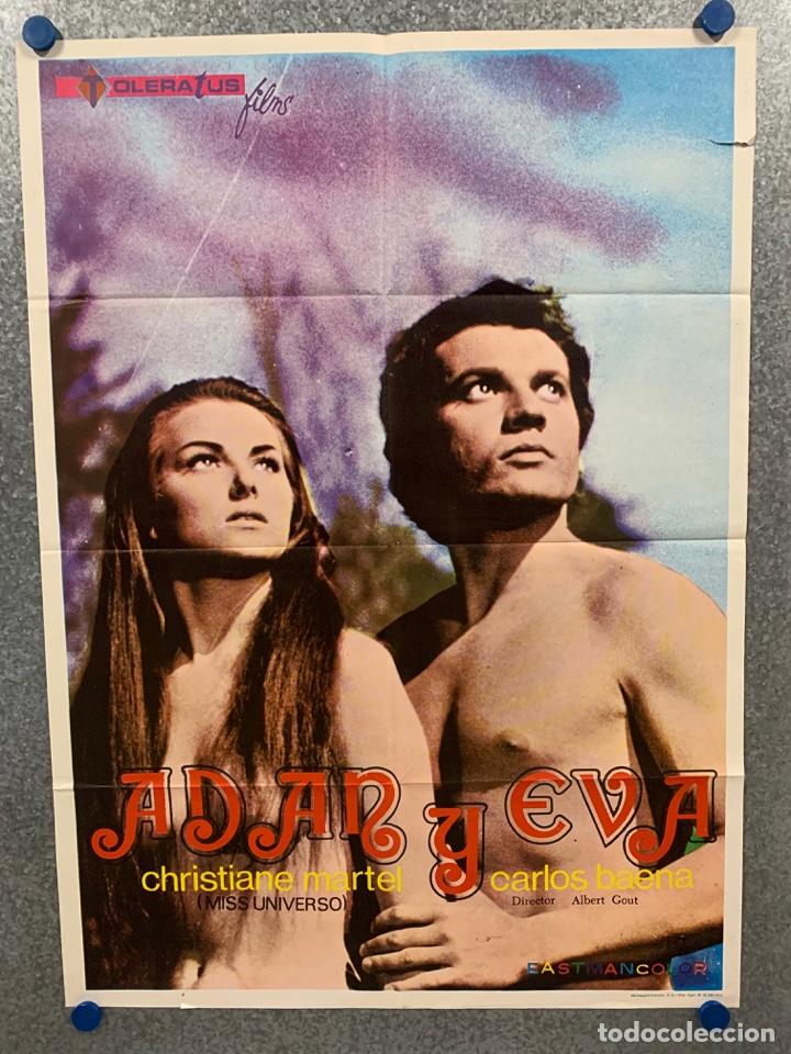 Kino: Ad&aacute;n y Eva. Christiane Martel, Carlos Baena. A&Ntilde;O 1974. POSTER ORIGINAL