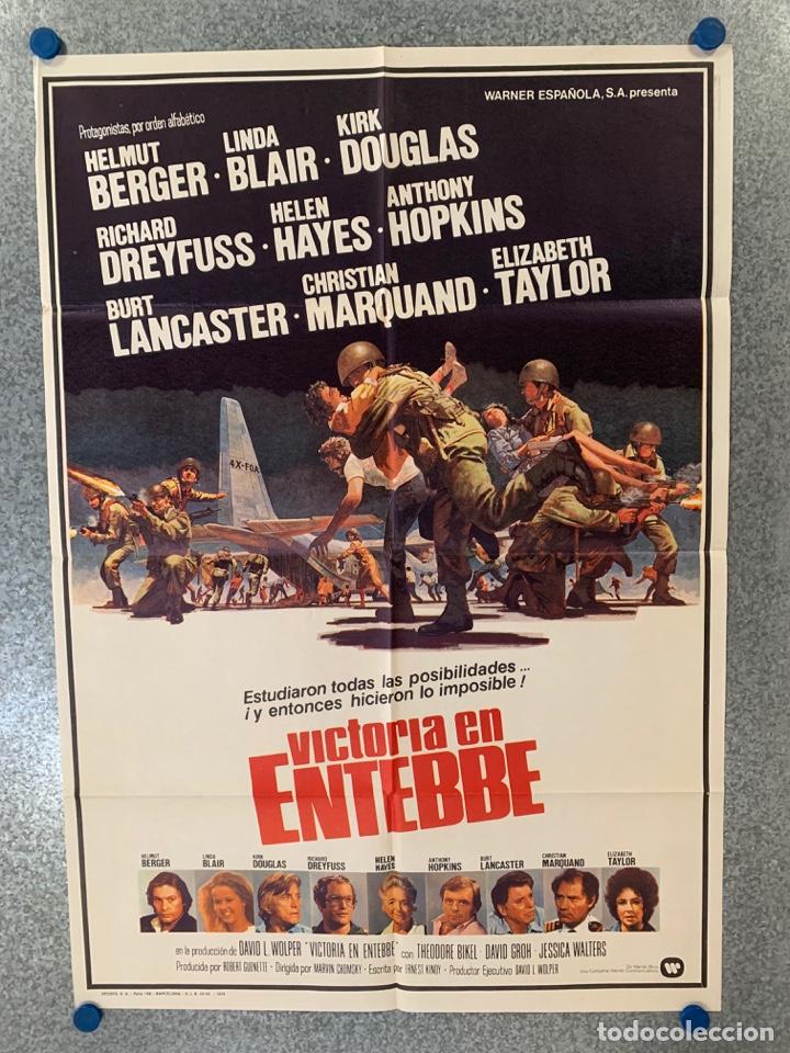 Kino: Victoria en Entebbe. Helmut Berger, Theodore Bikel, Linda Blair, Kirk D. A&Ntilde;O 1976. POSTER ORIGINAL