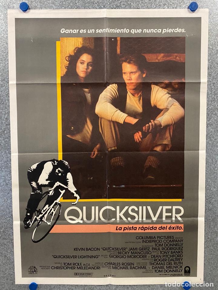 Kino: Quicksilver, la pista r&aacute;pida del &eacute;xito. Kevin Bacon, Jami Gertz, Laurence.A&Ntilde;O 1986. POSTER ORIGINAL.