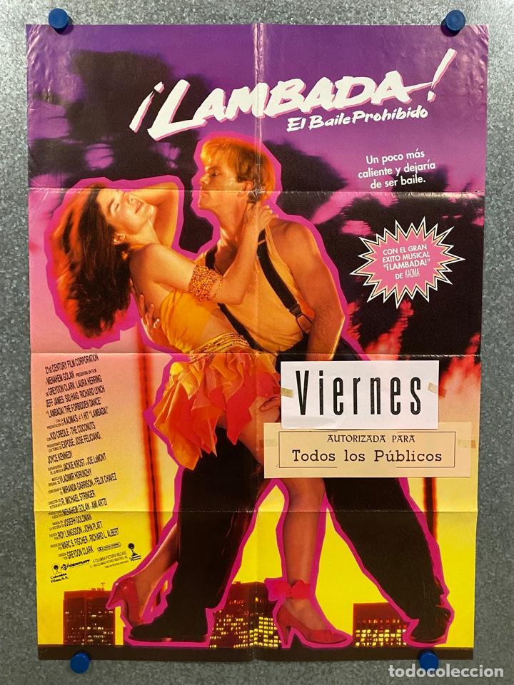 Kino: Lambada, el baile prohibido. Laura Elena Harring, Jeff James, Barbra Brighton. POSTER ORIGINAL.
