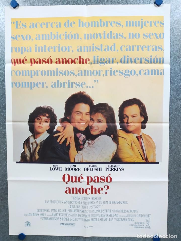 Kino: &iquest;Qu&eacute; pas&oacute; anoche?. Rob Lowe, Demi Moore, Elizabeth Perkins, James B. A&Ntilde;O 1986. POSTER ORIGINAL.