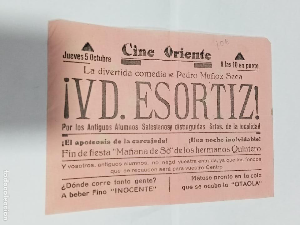 Cin&eacute;ma: PEQUE&Ntilde;O CARTEL. CINE ORIENTE. MOR&Oacute;N. COMEDIA DE PEDRO MU&Ntilde;OZ SECA. &iexcl;VD. ES ORTIZ!. 22 X 16 CM. VER