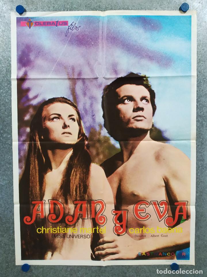 Kino: Ad&aacute;n y Eva. Christiane Martel ( MISS UNIVERSO), Carlos Baena. A&Ntilde;O 1974. POSTER ORIGINAL.