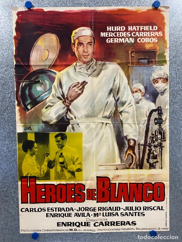 Cinema: H&eacute;roes de blanco. Hurd Hatfield, Mercedes Carreras, Germ&aacute;n Cobos, Jaime B.A&Ntilde;O 1961. POSTER ORIGINAL.