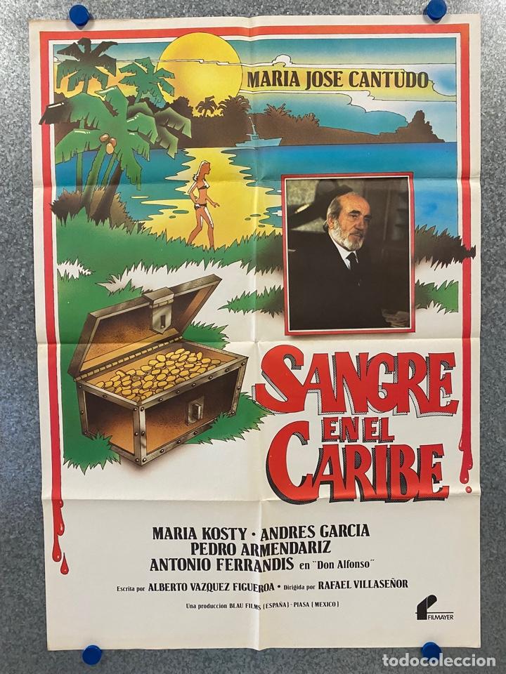 Cinema: Sangre en el Caribe. Pedro Armend&aacute;riz Jr., Mar&iacute;a Jos&eacute; Cantudo, Antonio Ferrandis. POSTER ORIGINAL.