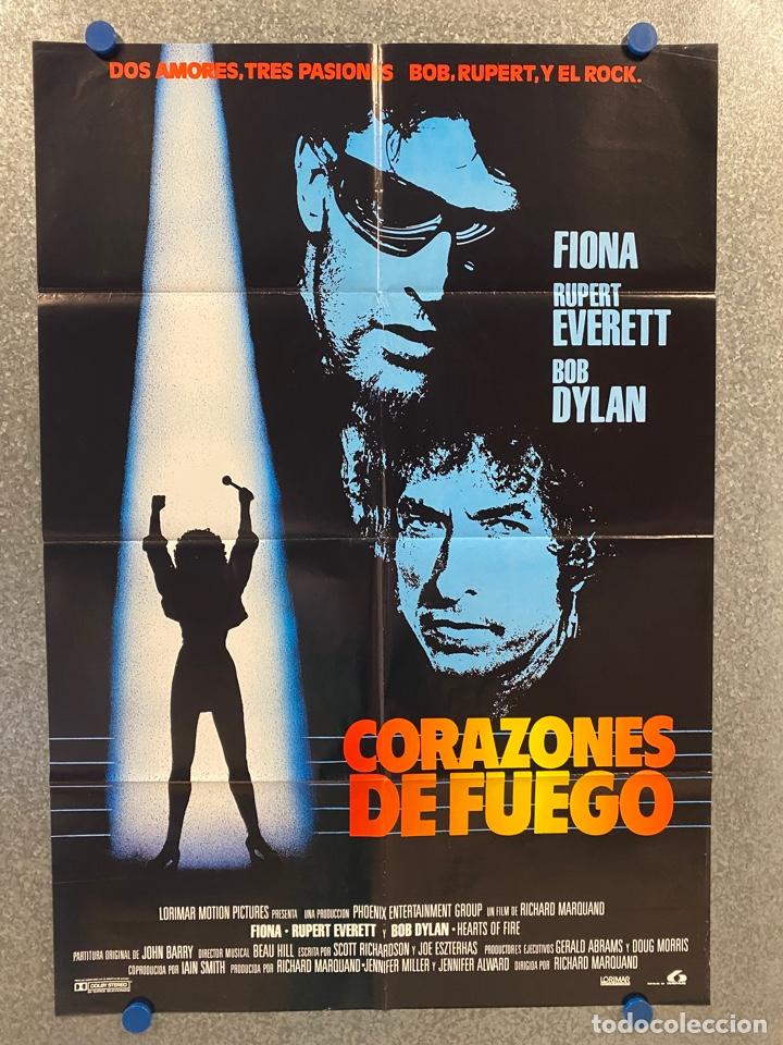 Kino: Corazones de fuego. Fiona Flanagan, Rupert Everett, Bob Dylan, Julian Glover. POSTER ORIGINAL.