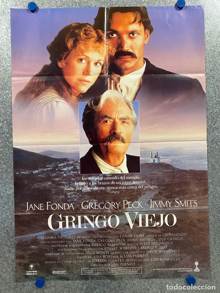 Cine: Gringo viejo. Jane Fonda, Jimmy Smits, Gregory Peck, Patricio Contreras. A&Ntilde;O 1989. POSTER ORIGINAL.