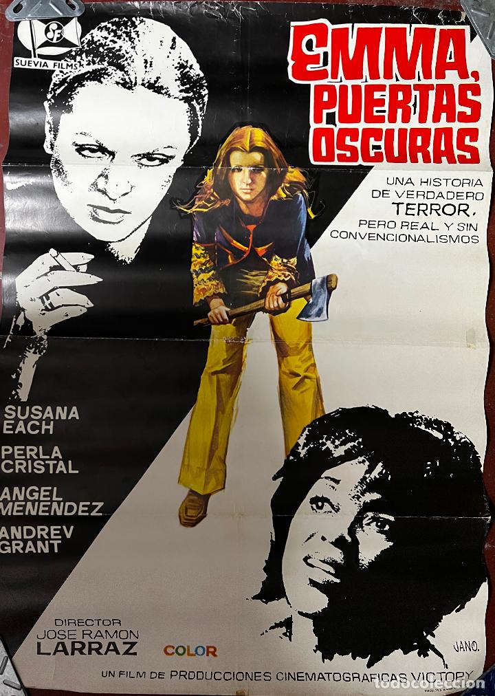 Cine: CARTEL DE CINE ORIGINAL. PEL&Iacute;CULA, EMMA, PUERTAS OSCURAS,HISTORIA DE TERROR. MEDIDAS: 68X98 CM.