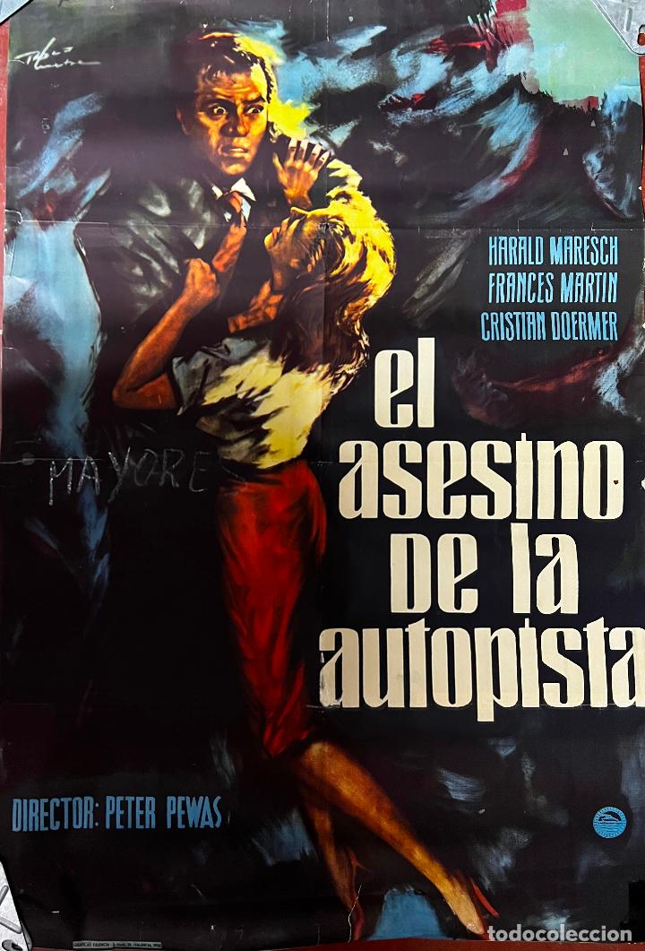 Cine: CARTEL DE CINE ORIGINAL. PEL&Iacute;CULA, EL ASESINO DE LA AUTOPISTA, HARALD MARESCH. MEDIDAS: 65X95 CM.