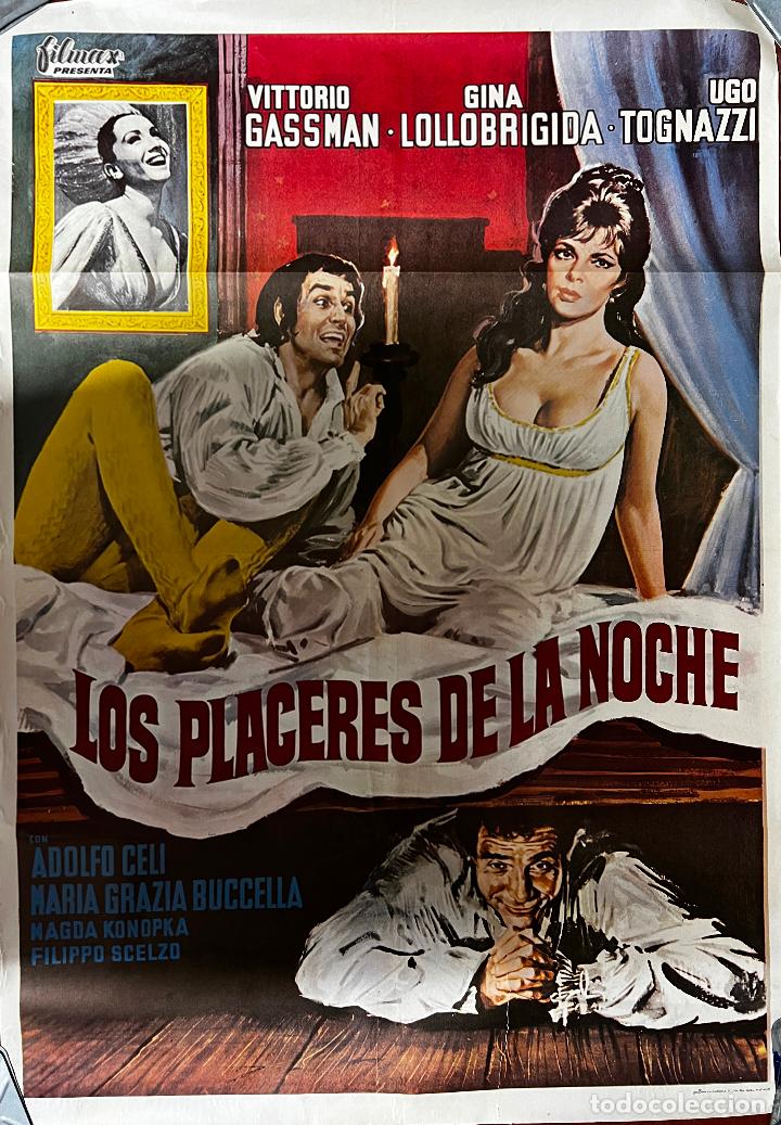 Kino: CARTEL DE CINE ORIGINAL. PEL&Iacute;CULA, LOS PLACERES DE LA NOCHE. MEDIDAS: 68X98 CM.