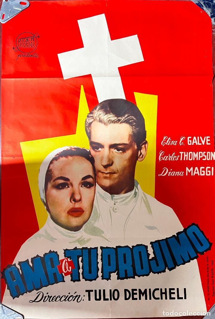 Kino: CARTEL DE CINE ORIGINAL. PEL&Iacute;CULA, AMA A TU PR&Oacute;JIMO, ELISA C. GALVE. MEDIDAS: 68X98 CM.
