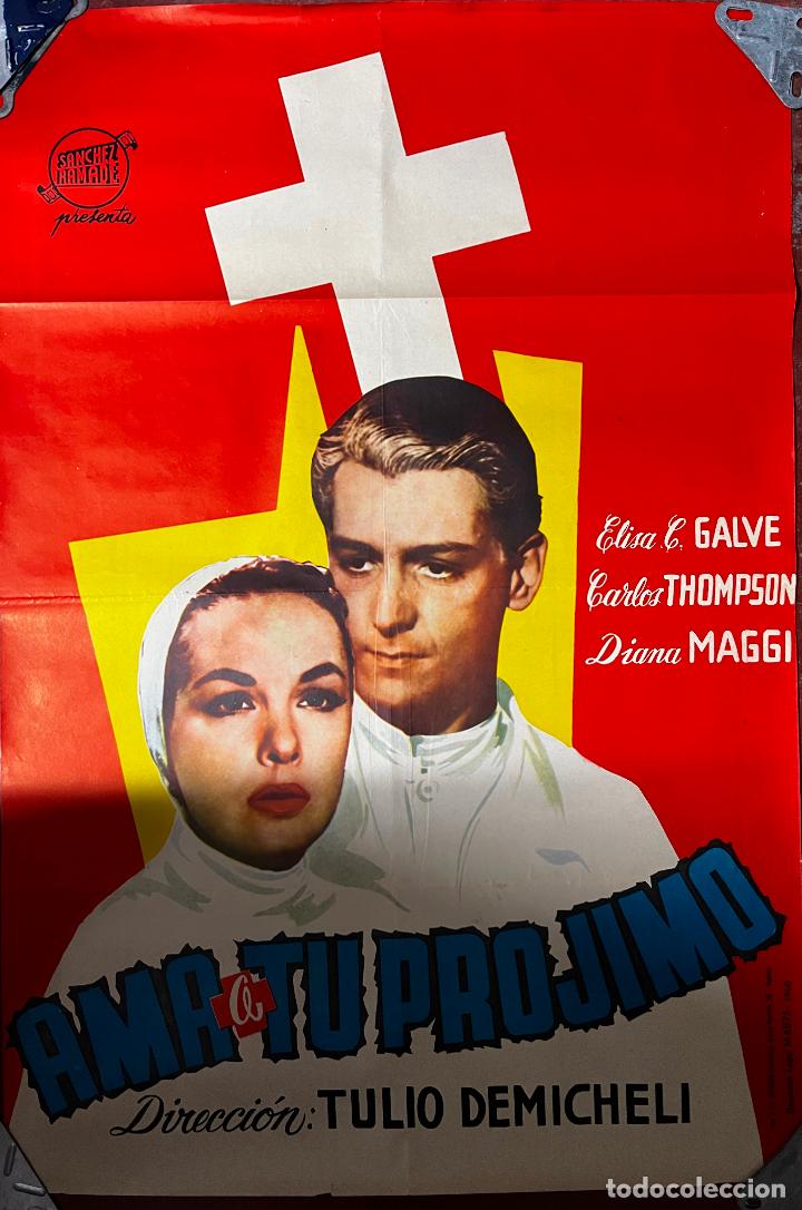 Cinema: CARTEL DE CINE ORIGINAL. PEL&Iacute;CULA, AMA A TU PR&Oacute;JIMO, ELISA C. GALVE. MEDIDAS: 68X98 CM.